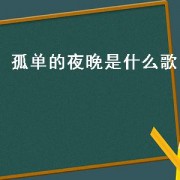 孤单的夜晚是什么歌