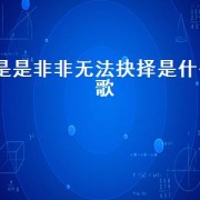 是是非非无法抉择是什么歌
