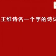 王维诗名一个字的诗词