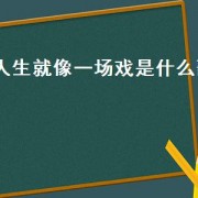 人生就像一场戏是什么歌