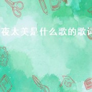夜太美是什么歌的歌词（有一句夜太美的歌词是什么歌曲）