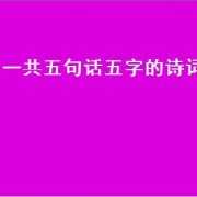一共五句话五字的诗词