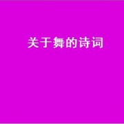 关于舞的诗词（舞的诗词）