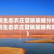 休闲生态农庄营销策略分析（休闲生态农庄营销策略有哪些）