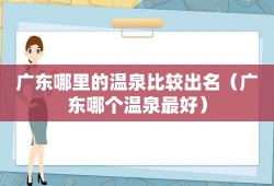 广东哪里的温泉比较出名（广东哪个温泉最好）