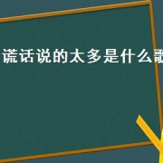 谎话说的太多是什么歌（说谎话是什么歌）