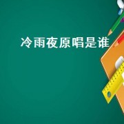 冷雨夜原唱是谁（冷雨夜原唱是谁）