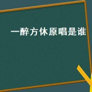 一醉方休原唱是谁
