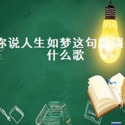 你说人生如梦这句歌词是什么歌（人生如梦是哪首歌里的歌词）