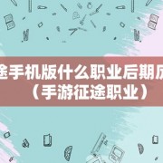 征途手机版什么职业后期厉害（手游征途职业）