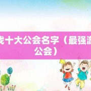 游戏十大公会名字（最强游戏公会）