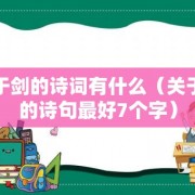 关于剑的诗词有什么（关于剑的诗句最好7个字）