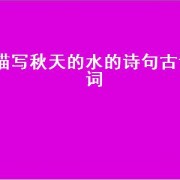描写秋天的水的诗句古诗词
