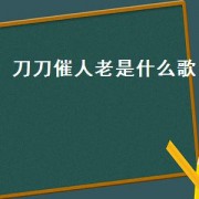 刀刀催人老是什么歌（岁月总是催人老什么歌）