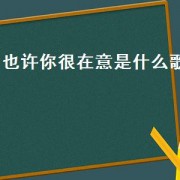 也许你很在意是什么歌（也许我会对你这么好是什么歌）